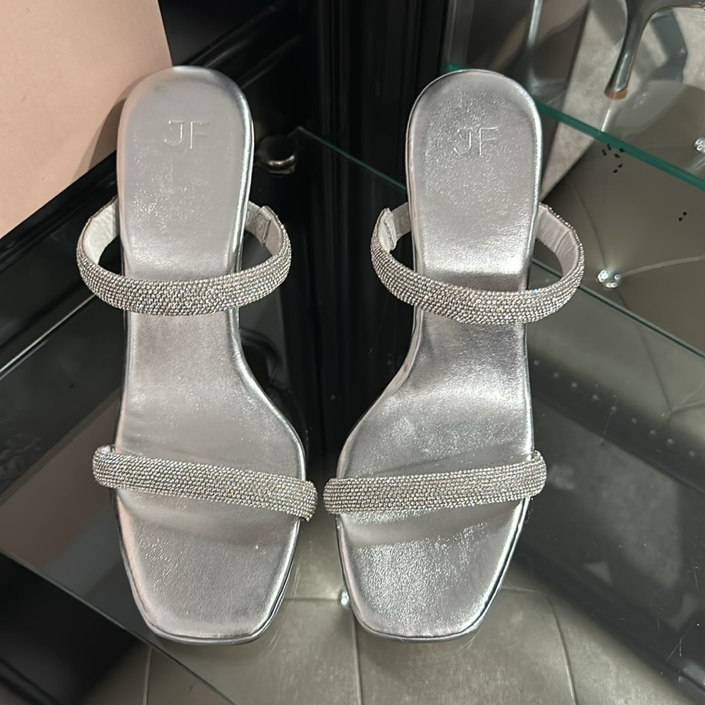 Just Fab - Golden Hour Mule Sandals In Clear Rhinestone - Picture 4 of 13